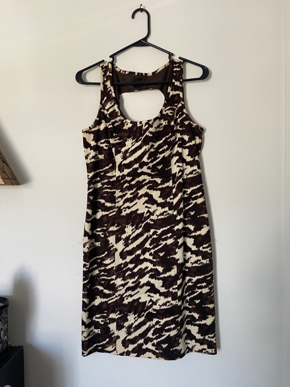 Michael Kors Brown and Cream Cow Print Country Girl Midi Dress with Back Cutout
